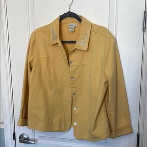 Coldwater Creek Yellow Jean Jacket Classic Collar Relaxed Fit